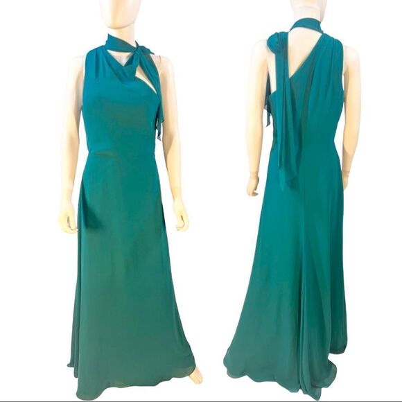Amsale BRISA One Shoulder Scarf Maxi Gown Dress GB096F - Picture 4 of 6